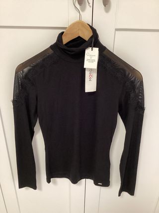 Camiseta Morgan cuello alto negra Talla XS