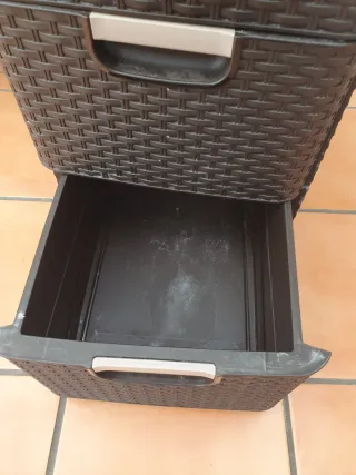 Mueble 3 cajones mimbre en vertical