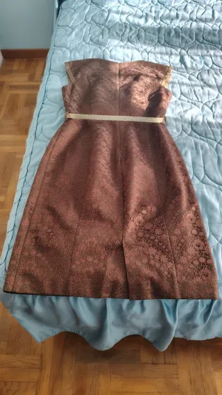 Vestido de fiesta de encaje marrón y verde