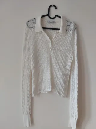 Jersey Polo Zara Calado Blanco