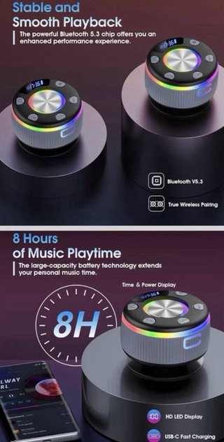 Altavoz Bluetooth Impermeable Colores LED RGB 5W