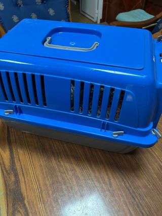Transportín para mascotas azul y gris