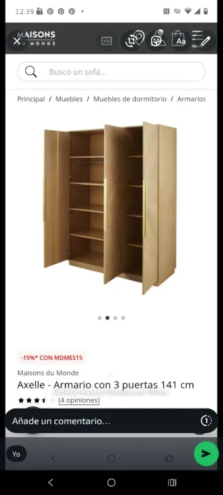 Armario Mod. Axelle Maison du Monde Madera Roble