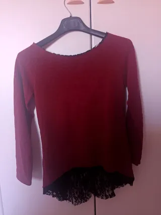 Maglia donna cotone pizzo