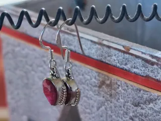 Pendientes Plata Ley y Rubí