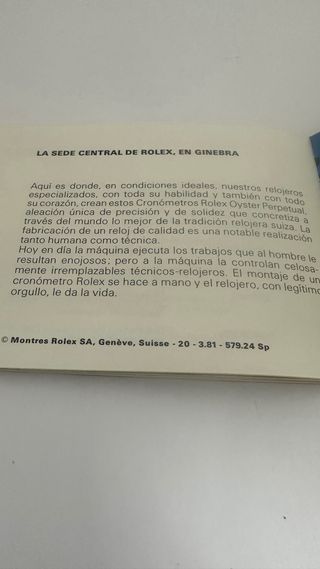 Libreto Rolex Oyster 1981