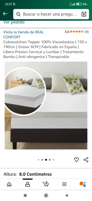 Cubre colchón topper viscoelastica cama 150cm