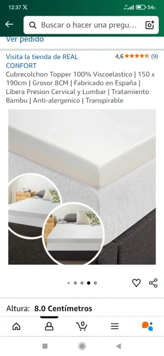 Cubre colchón topper viscoelastica cama 150cm