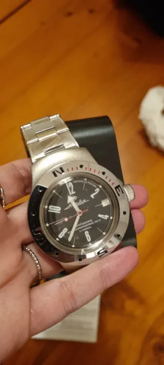 Reloj Vostok Automático Plata Negro