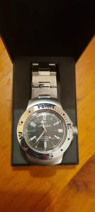 Reloj Vostok Automático Plata Negro