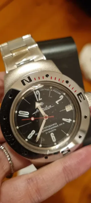 Reloj Vostok Automático Plata Negro