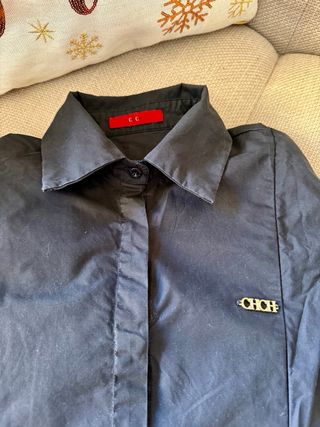 Camisa Carolina Herrera Negra Talla M Logo Dorado