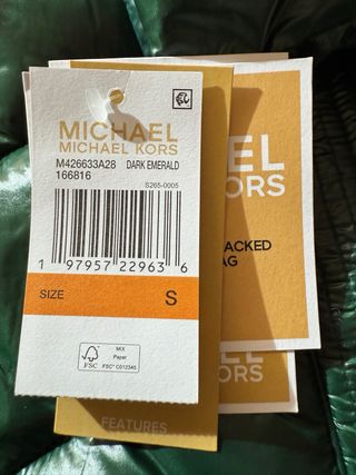Chaqueta Michael Kors verde packable Talla S