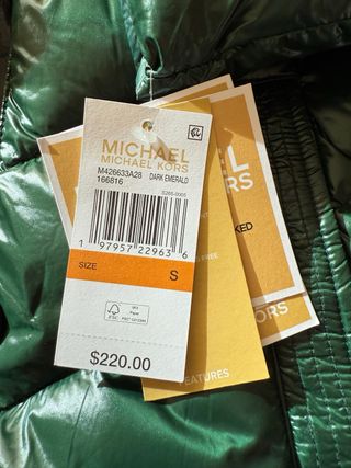 Chaqueta Michael Kors verde packable Talla S