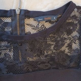 Vestido Bershka Negro Encaje Talla S