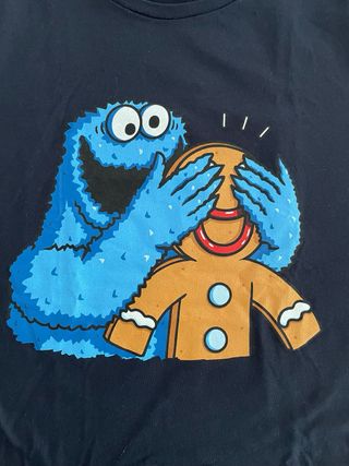 Camiseta Mujer Azul Dibujo Cookie Monster
