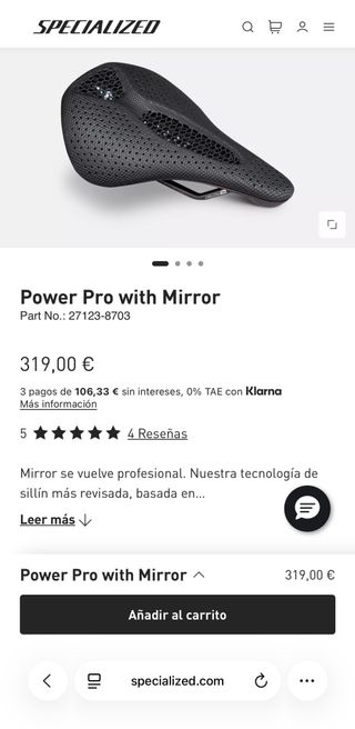 Sillín Specialized Power Pro Mirror 143mm