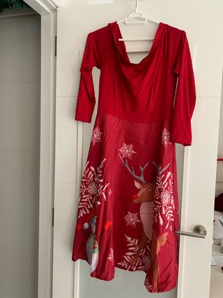 Vestido Navidad Mujer Talla M Reno Muñeco Nieve