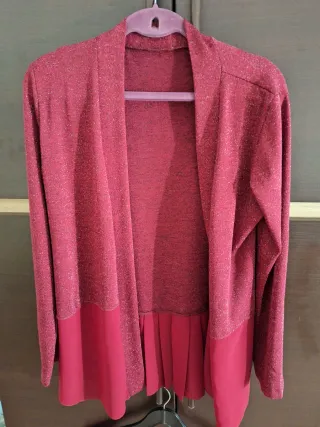 Set/completo maglia + giacca rossa lurex brillante