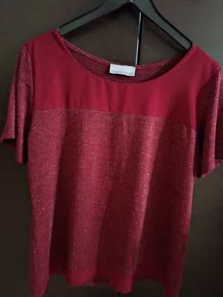 Set/completo maglia + giacca rossa lurex brillante