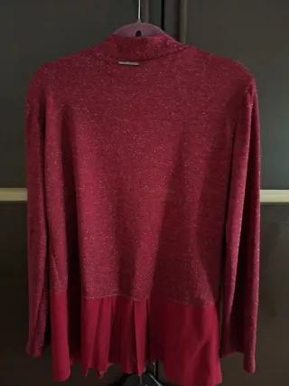 Set/completo maglia + giacca rossa lurex brillante