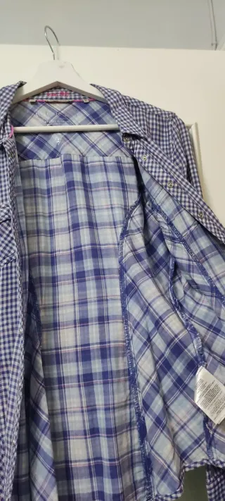 Camisa cuadros mujer azul y blanco