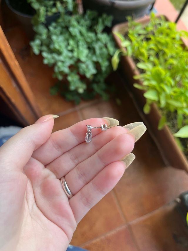 Pendientes Plata Moissanita Corte Lágrima