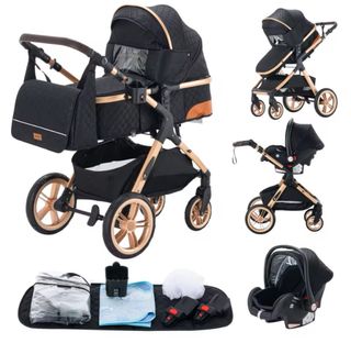 Carrinho de bebé 3 em 1 novo - Preto