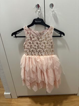 Vestido Fiesta H&M Dorado y Rosa 5-6 años