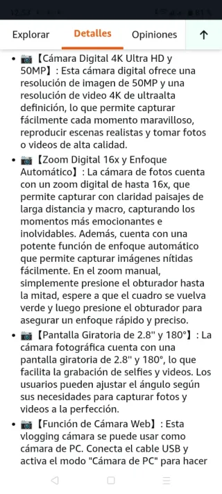 Cámara Digital 4K 16X Zoom + Tarjeta 32GB