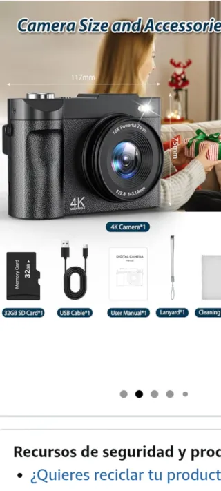 Cámara Digital 4K 16X Zoom + Tarjeta 32GB