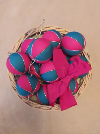 Decoración Navideña Bolas Rosas y Turquesas