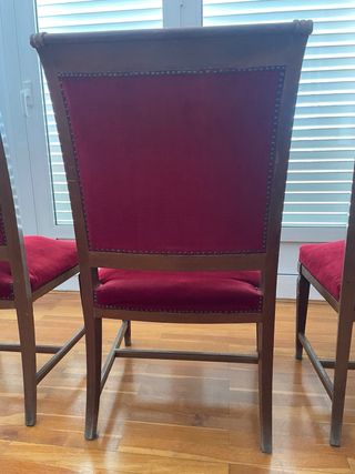 Conjunto 3 Sillas Terciopelo Rojo Vintage