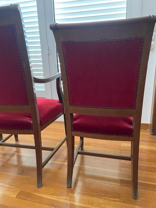 Conjunto 3 Sillas Terciopelo Rojo Vintage