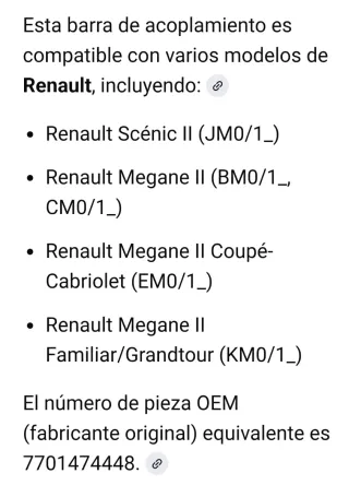 Rotula Dirección Renault Barra Acoplamiento