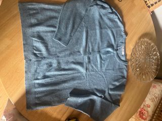 Cárdigan azul cuello redondo