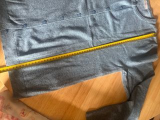 Cárdigan azul cuello redondo