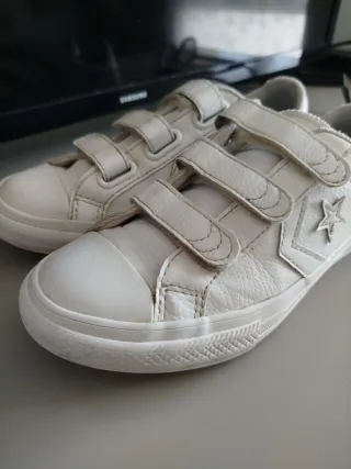 Bambas Converse Piel Velcro Blancas talla 34