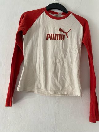 Camiseta Puma Manga Larga Roja y Blanca