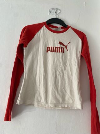Camiseta Puma Manga Larga Roja y Blanca