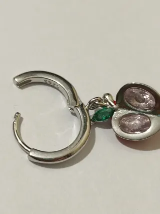 Aros Plata 925 Manzana Roja Esmaltada