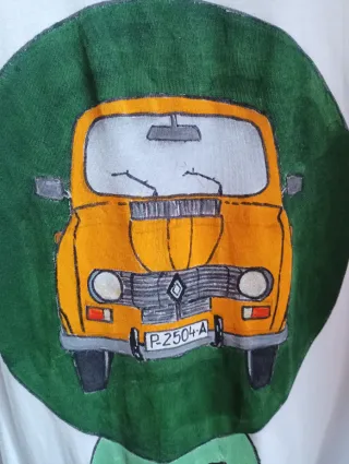 CAMISETAS PINTADAS A MANO DE COCHE CLÁSICO.