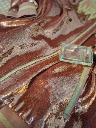 Chaqueta bomber lentejuelas rosa y oro