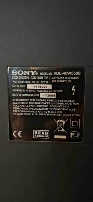 TV SONY BRAVIA KDL-40W5500