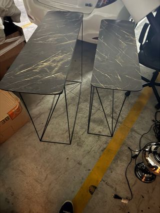 1 Mesas de entrada mármol y metal