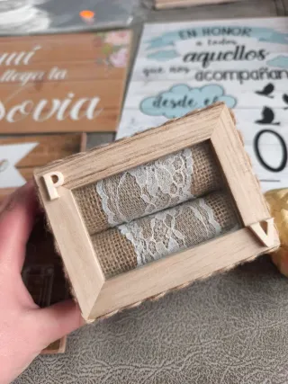 Lote Boda: Carteles, Caja Anillos, Tarjetas