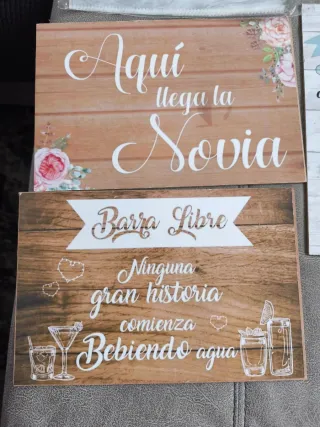 Lote Boda: Carteles, Caja Anillos, Tarjetas