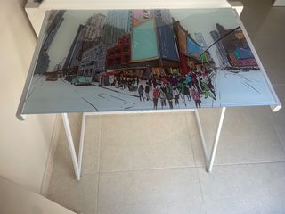 Mesa escritorio cristal blanca diseño