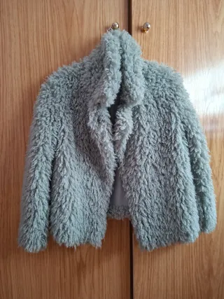 Chaqueta peluda verde azulado talla única