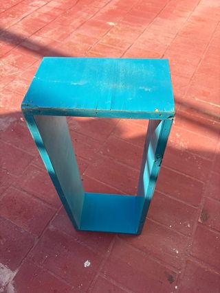 Estantería madera azul teal